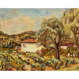 William MacTaggart, PROVENÇAL FARM, Oil on board