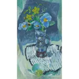 Mary Nicol Neill Armour, STILL LIFE WITH BLUE POPPIES, oil on board