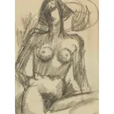 John Duncan Fergusson, NUDE AT LA PETITE FARANDOLE, CAP D'ANTIBES (MARGARET MORRIS), Charcoal