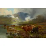 Louis Bosworth Hurt, HIGHLAND CATTLE BY A MOUNTAIN LOCH