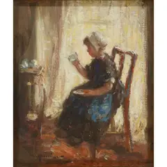 Robert Gemmell Hutchison, TAKING TEA, oil on board