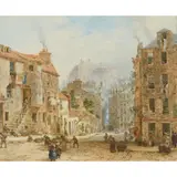 Louise Rayner, THE GRASSMARKET LOOKING TOWARDS EDINBURGH CASTLE, watercolour