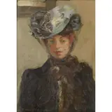 Elizabeth MacNicol, THE VEILED HAT (PORTRAIT OF THE ARTIST'S SISTER), oil on board