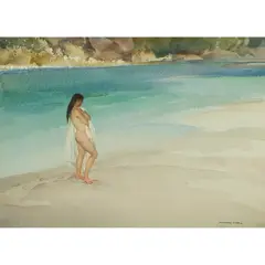 William Russell Flint, THE NYMPH OF THE DRÔME, watercolour