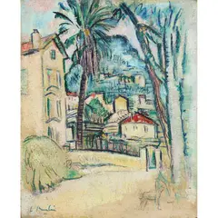 George Leslie Hunter, ENVIRONS OF VENCE, oil on board