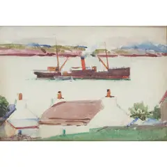 THE DUNARA CASTLE OFF IONA by Francis Cadell, watercolour, sold Dec 2024