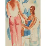 John Duncan Fergusson, PINK AND BLUE, CHÂTEAU DES ENFANTS, EDEN ROC, CAP D'ANTIBES, Watercolour