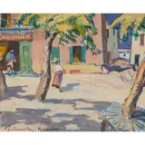 John Maclauchlan Milne, A SQUARE IN THE SOUTH OF FRANCE, oil on board