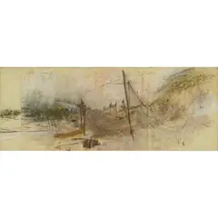 Joan Eardley, SALMON FISHING NETS - STUDY, Pastel on three conjoined sheets