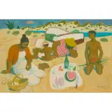 Alberto Morrocco, PICNIC ON THE BEACH, oil on canvas