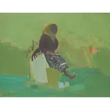 David Michie, SEATED WOMAN, NAZARE, oil on board