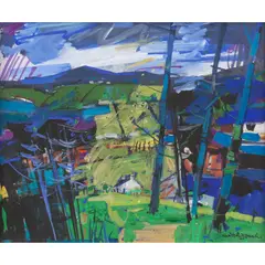 Hamish Macdonald, EVENING LANDSCAPE, oil on board