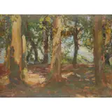 Thomas Cantrell Dugdale, DAPPLED LIGHT, THE GLADE, oil on board