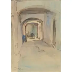 James McBey, VILLEFRANCHE, 1927, pen and ink and watercolour