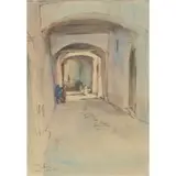 James McBey, VILLEFRANCHE, 1927, pen and ink and watercolour