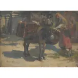 Anna Dixon, AN IRISH MARKET, oil on board