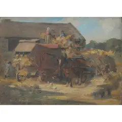 Anna Dixon, FARMYARD, oil on board
