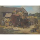 Anna Dixon, FARMYARD, oil on board