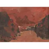 Kenneth Frewin, RED SKY, 1973, oil on canvas