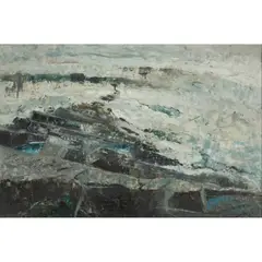 NORTH SEA COAST, 1971 by Kenneth Frewin, oil on board, sold Feb 2025