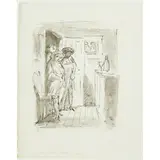 Edward Ardizzone, LADIES AT THE DOOR, ink and wash