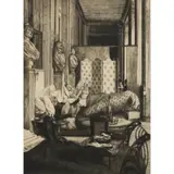 James Tissot, LE FOYER DE LA COMÉDIE-FRANÇAISE PENDANT LE SIÈGE DE PARIS, 1877, Etching, from the edition of c.100