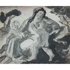 Bernard Meninsky, MOTHER AND TWO CHILDREN, gouache