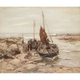 Arthur Macdonald, PREPARING THE NETS, oil on canvas