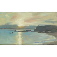 John Campbell Mitchell, SUNRISE AT MACHRAINISH, oil on board