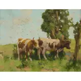 David Gauld, SUNLIT PASTURES, oil on canvas