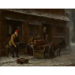 Frederick Daniel Hardy, LOADING THE CART, 1877, oil on canvas