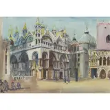 James Miller, SAN MARCO AND THE CAMPANILE LOGGIA, VENICE, watercolour and pastel