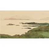 VIEW TO DISTANT MOUNTAINS by Elizabeth Mary Watt, watercolour and pencil, offered Feb 2025