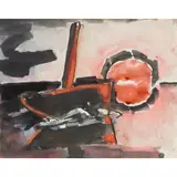 Josef Herman, SAILBOAT AND SUNSET, Pen and ink and watercolour