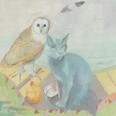 Brenda Lenaghan, OWL & THE PUSSYCAT, gouache