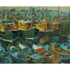 John McCutcheon, BANFF HARBOUR, oil on board