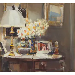 Ethel Walker, LAMPLIGHT, oil on paper