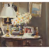 Ethel Walker, LAMPLIGHT, oil on paper