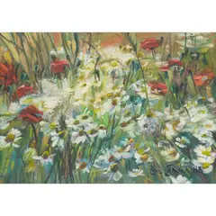 Pam Carter, DAISIES AND POPPIES, 1988, oil on board