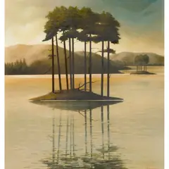 Louis Sinclair McNally, TREE ISLAND II, oil on board
