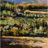 Tom Watt, VINES AND CYPRESSES, acrylic on board