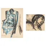 William McCance, PORTRAIT OF AGNES MILLER PARKER; BLUE NUDE IN AN ORKNEY CHAIR