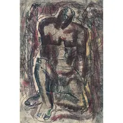 William McCance, IMPROVISED SEATED FIGURE, 1955, Monotype