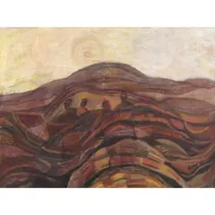 UNTITLED (MYSTICAL HILLS) by Marj Bond, 1989, oil on board, offered Oct 2024