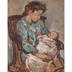 Florence St John Cadell, MOTHER AND CHILD, oil on board
