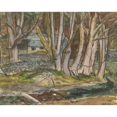 Penelope Beaton, THE COTTAGE IN THE WOODS, mixed media on paper