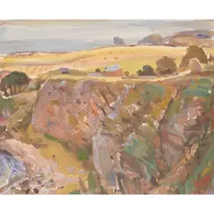 KINCARDINESHIRE CLIFFS by David Macbeth Sutherland, Oil on board, offered Oct 2024