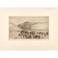 James McBey, THE ADVANCE INTO JERUSALEM, WADI ALI, 1920, Etching, Trial Proof