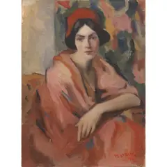 William Strang, THE ROSE DRESS, 1912, oil on canvas board