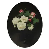 Stuart Park, PINK AND WHITE ROSES, oil on canvas, oval